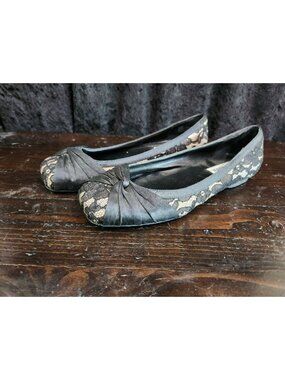 Steve Madden Black Lace Knot Toe Ballet Flats/Sz. 6.5M